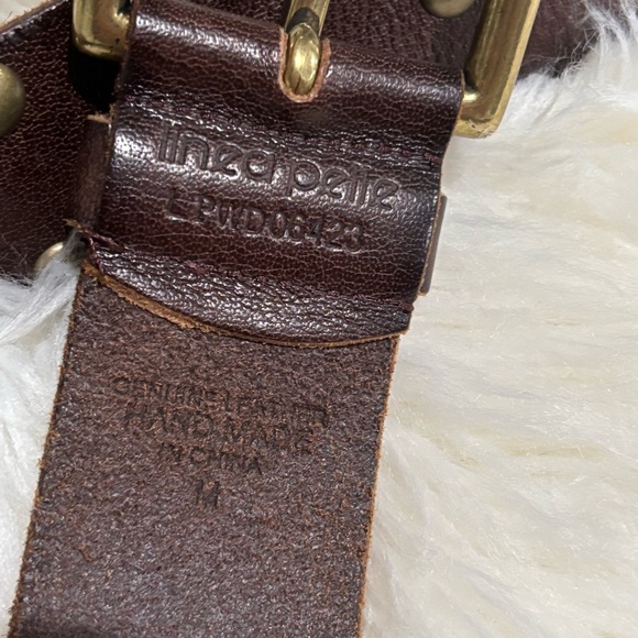 Linea Pelle Studded Leather Belt Brown Wide Western - Picture 4 of 4